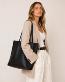 Large Soft Cowhide Leather Tote | Minimalist Oversized Shopper with Removable Inner Pouch