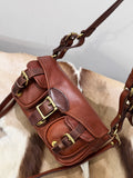 Vintage Distressed Leather Saddle Bag | Unisex Crossbody Shoulder Bag | Full Grain Cowhide Handbag