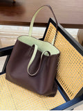 Reversible Full Grain Togo Leather Tote Bag | Two-Tone Everyday Carry Bag