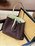 Reversible Full Grain Togo Leather Tote Bag | Two-Tone Everyday Carry Bag