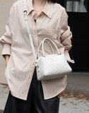 Luxury Women's Lambskin Woven Boston Crossbody Bag | Handcrafted Versatile Shoulder Bag