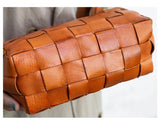 Handwoven Full Grain Leather Crossbody Bag | Vintage Women's Shoulder Bag