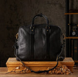 Vegetable Tanned Italian Full Grain Leather Travel Bag | Handcrafted Vintage Minimalist Business Duffel & Shoulder Bag