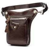 Full Grain Crazy Horse Leather Sling Bag | Motorcycle Hip Pouch for Men | 4-Pocket Adjustable Carry | 9 Colours