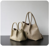 Handwoven Lambskin Leather Brown Tote Bag | Woven Soft Leather Handbag for Women | Luxury Designer Handbag with Top Handles & Crossbody Strap