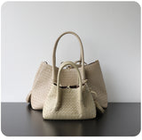Handwoven Lambskin Leather Brown Tote Bag | Woven Soft Leather Handbag for Women | Luxury Designer Handbag with Top Handles & Crossbody Strap
