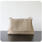Luxury Handwoven Lambskin Crossbody Bag, Soft Leather Hobo Bag, Designer Craftsmanship Woven Flap Tote for Women