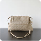 Luxury Handwoven Lambskin Crossbody Bag, Soft Leather Hobo Bag, Designer Craftsmanship Woven Flap Tote for Women