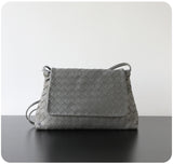 Luxury Handwoven Lambskin Crossbody Bag, Soft Leather Hobo Bag, Designer Craftsmanship Woven Flap Tote for Women