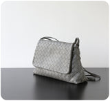 Luxury Handwoven Lambskin Crossbody Bag, Soft Leather Hobo Bag, Designer Craftsmanship Woven Flap Tote for Women