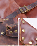 Handcrafted Full Grain Leather Roll-Top Backpack | Men's Vintage Business Commuter Laptop Travel Backpack
