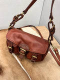 Vintage Distressed Leather Saddle Bag | Unisex Crossbody Shoulder Bag | Full Grain Cowhide Handbag