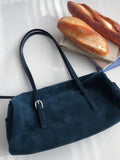 Suede Baguette Bag for Women | Matte Cowhide Leather Shoulder & Hand Bag | Versatile Commuter Purse in Two Colors