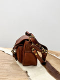 Vintage Distressed Leather Saddle Bag | Unisex Crossbody Shoulder Bag | Full Grain Cowhide Handbag