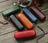 Vintage Leather Glasses Case | Cowhide Leather Zip Eyewear Case