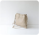 Luxurious Handwoven Lambskin Handbag Drawstring, Genuine Leather Shoulder Bucket Bag for Women