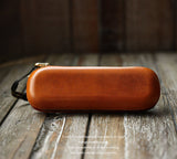 Vintage Leather Glasses Case | Cowhide Leather Zip Eyewear Case