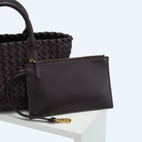 Handwoven Italian Lambskin Tote Bag, Luxury Intrecciato Leather Shoulder Bag with Matching Pouch, Three Sizes