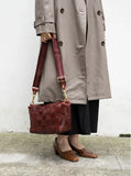 Handwoven Full Grain Leather Crossbody Bag | Vintage Women's Shoulder Bag