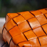 Handwoven Full Grain Leather Crossbody Bag | Vintage Women's Shoulder Bag