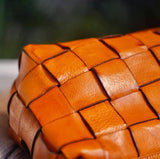 Handwoven Full Grain Leather Crossbody Bag | Vintage Women's Shoulder Bag