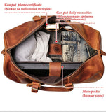 Handmade Full Grain Leather Duffle Bag – Vegetable-Tanned Cowhide Holdall | Brass Hardware, YKK Zippers & Padded Shoulder Strap - Image 5