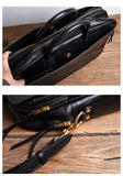 Men's Full Grain Leather Briefcase | Handmade Vintage Vegetable-Tanned Business Laptop Bag with trolley sleeve