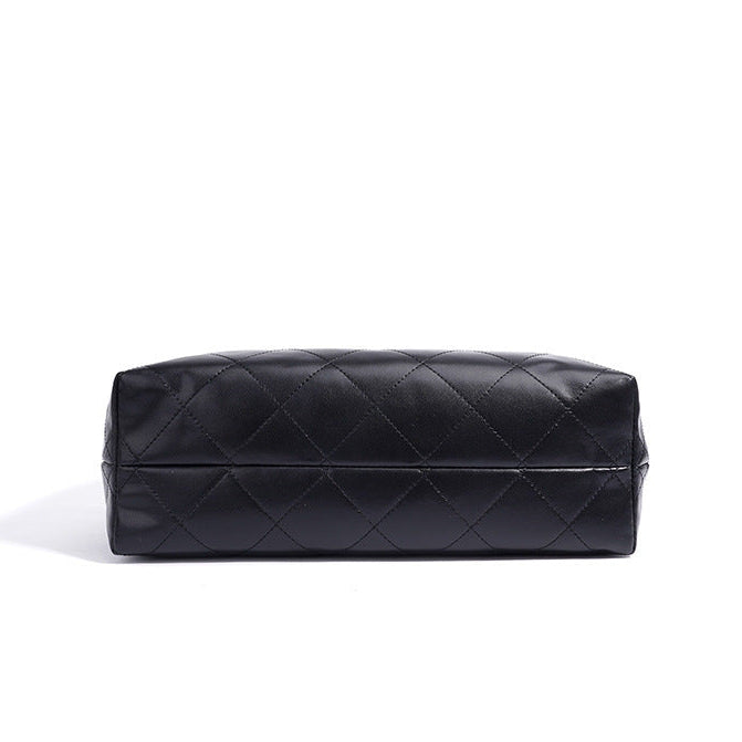 Quilted Lambskin and Suede Leather Chain Tote Bag | Women's Vintage Two-Tone Shoulder & Crossbody Bag