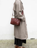 Handwoven Full Grain Leather Crossbody Bag | Vintage Women's Shoulder Bag