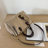 Handcrafted Suede Leather Boston Bag for Women | Padlock Charm Shoulder& Crossbody Bag | Handcrafted Matte Cowhide Top Handle Purse