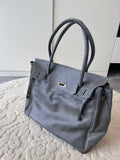 Handcrafted Water-Dyed Cowhide Leather Structured Tote Bag | Women's Vintage Old-Money Style Large Shoulder Bag