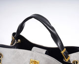 Quilted Lambskin and Suede Leather Chain Tote Bag | Women's Vintage Two-Tone Shoulder & Crossbody Bag