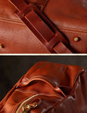 Vegetable Tanned Italian Full Grain Leather Travel Bag | Handcrafted Vintage Minimalist Business Duffel & Shoulder Bag