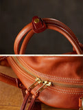 Vegetable Tanned Italian Full Grain Leather Travel Bag | Handcrafted Vintage Minimalist Business Duffel & Shoulder Bag
