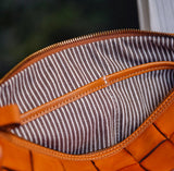 Handwoven Full Grain Leather Crossbody Bag | Vintage Women's Shoulder Bag