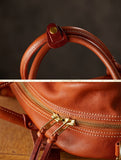 Vegetable Tanned Italian Full Grain Leather Travel Bag | Handcrafted Vintage Minimalist Business Duffel & Shoulder Bag