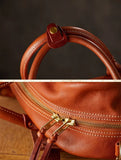Vegetable Tanned Italian Full Grain Leather Travel Bag | Handcrafted Vintage Minimalist Business Duffel & Shoulder Bag