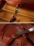 Vegetable Tanned Italian Full Grain Leather Travel Bag | Handcrafted Vintage Minimalist Business Duffel & Shoulder Bag