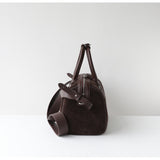 Vintage Suede Boston Bag for Women | Maillard-Tone Pillow Handbag with Detachable Strap | Niche Handcrafted Commuter Crossbody Bag