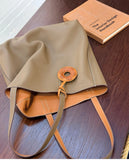 Reversible Full Grain Togo Leather Tote Bag | Two-Tone Everyday Carry Bag