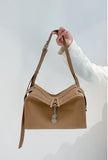 Textured Full Grain Cowhide Leather Boston Bag | Women's Shoulder & Crossbody Bag