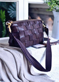 Handwoven Full Grain Leather Crossbody Bag | Vintage Women's Shoulder Bag