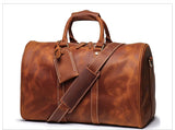 Handmade Full Grain Leather Duffle Bag – Vegetable-Tanned Cowhide Holdall | Brass Hardware, YKK Zippers & Padded Shoulder Strap - Image 3