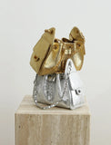 Quilted Diamond Leather Drawstring Hobo Bag – Gold Chain Strap | Lambskin & Cowhide Shoulder Bag for Women