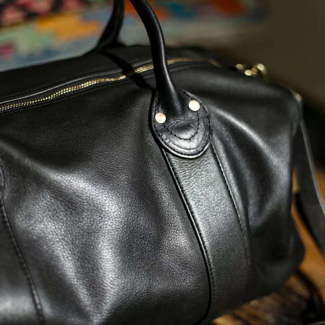 17 inch Hunter Black Brown Leather Weekend Bag, Women Leather Duffle Bag, Mens Travel Bag, Carry-On Bag, Leather Luggage, Leather Gym Bag - Alexel Crafts