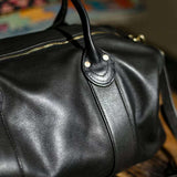 17 inch Hunter Black Brown Leather Weekend Bag, Women Leather Duffle Bag, Mens Travel Bag, Carry-On Bag, Leather Luggage, Leather Gym Bag - Alexel Crafts