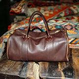 17 inch Hunter Black Brown Leather Weekend Bag, Women Leather Duffle Bag, Mens Travel Bag, Carry-On Bag, Leather Luggage, Leather Gym Bag - Alexel Crafts