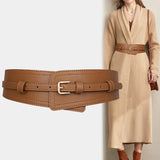 Wide Cowhide Leather Waist Belt | Handmade Women's Cinch Belt for Dresses, Coats & Sweaters
