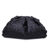 Small Handcrafted Lambskin Leather Weave Cloud Pouch With Pleated Design, Woven Crossbody Clutch Evening Bag - Image 10
