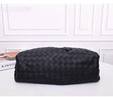 Small Handcrafted Lambskin Leather Weave Cloud Pouch With Pleated Design, Woven Crossbody Clutch Evening Bag